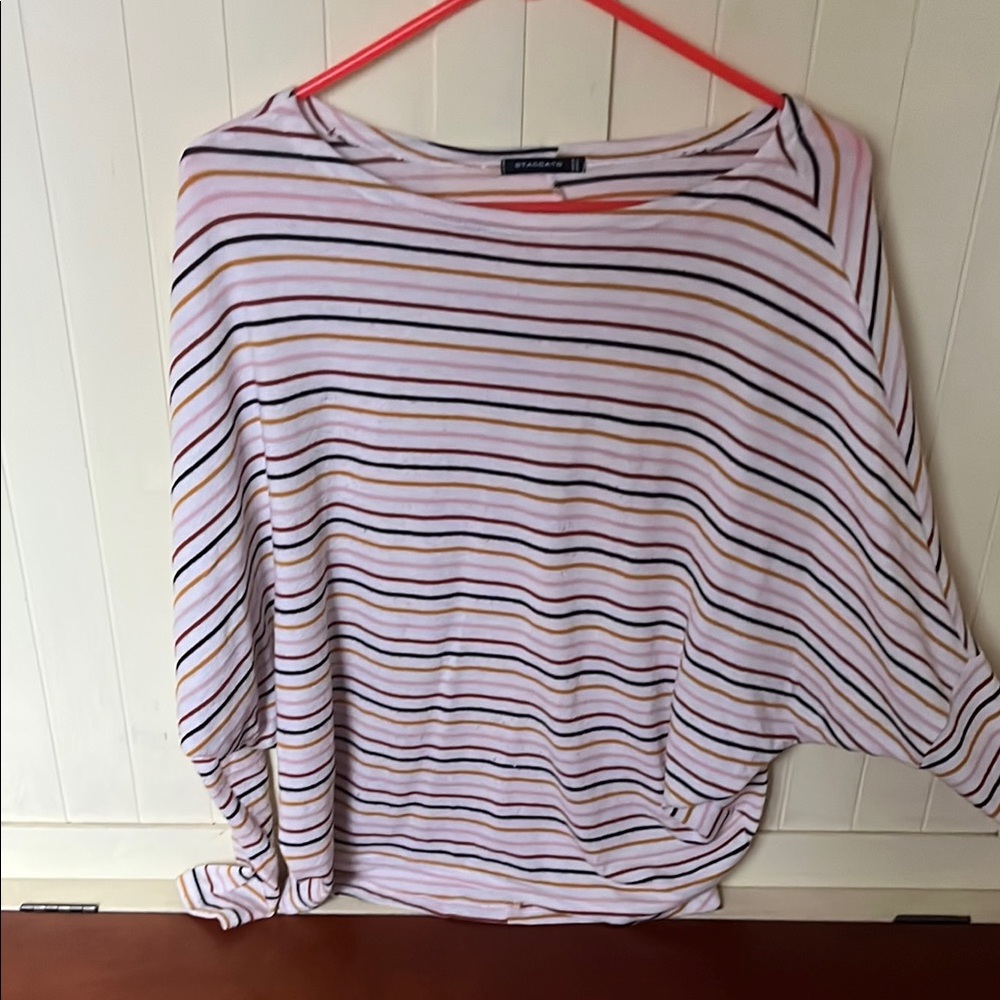 3/$10 Staccato Boxy Dolman Sleeve knit striped Blouse